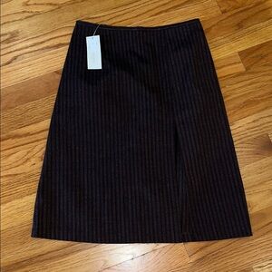 NWT vintage Brown/Black Pinstripe Skirt with slit